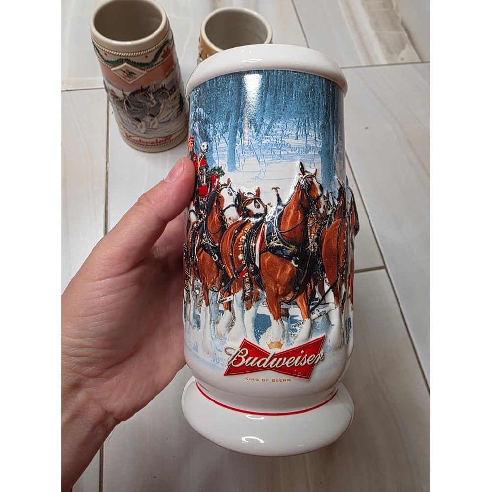 Budweiser Holida Stein Lot 3 1996 American Homestead 2007 Winter's Calm B Series - Picture 4 of 16